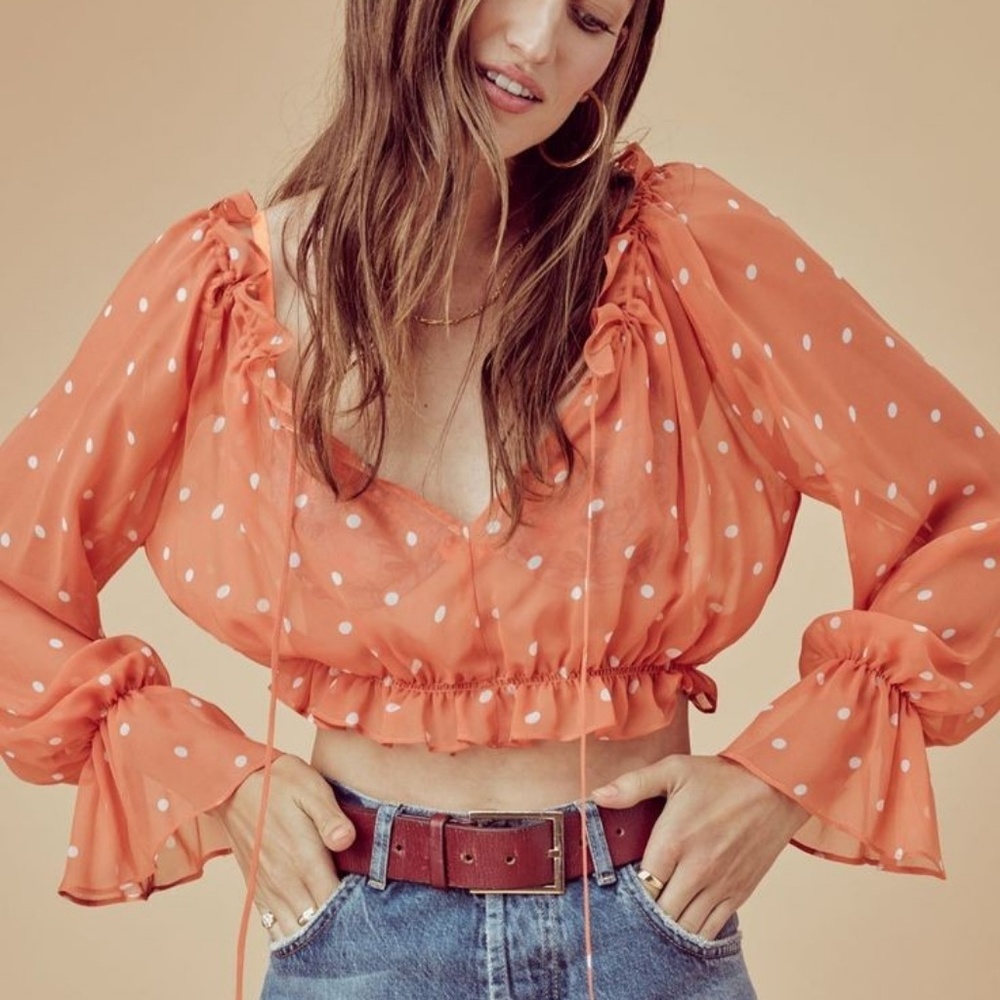 ❌SOLD❌ For Love and Lemons Polka Dot Blouse Top - Picture 3 of 8